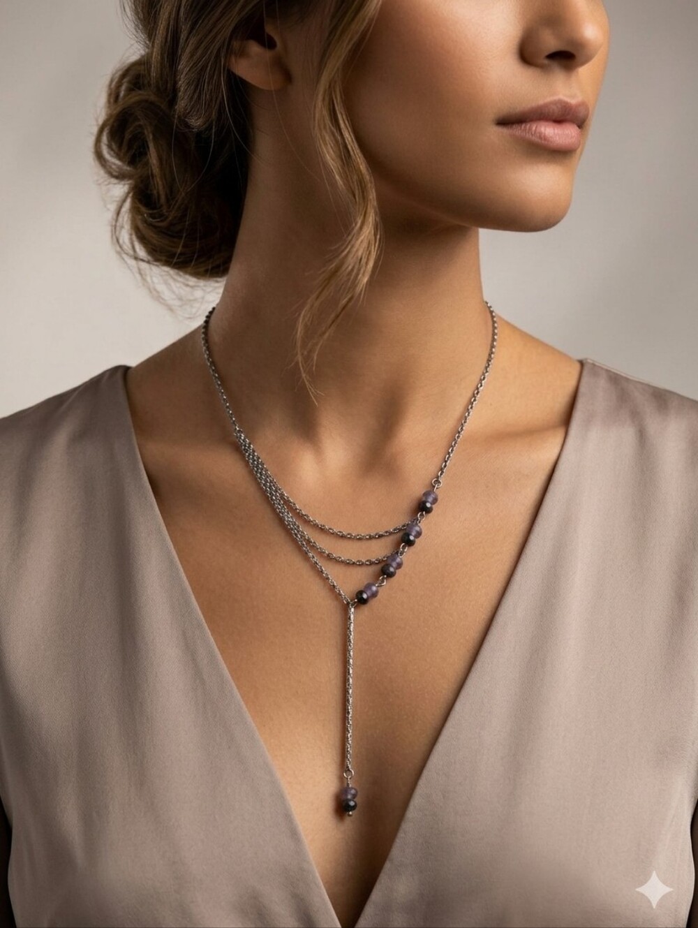 One-of-a-Kind Handmade Purple Glass Bead Necklace
